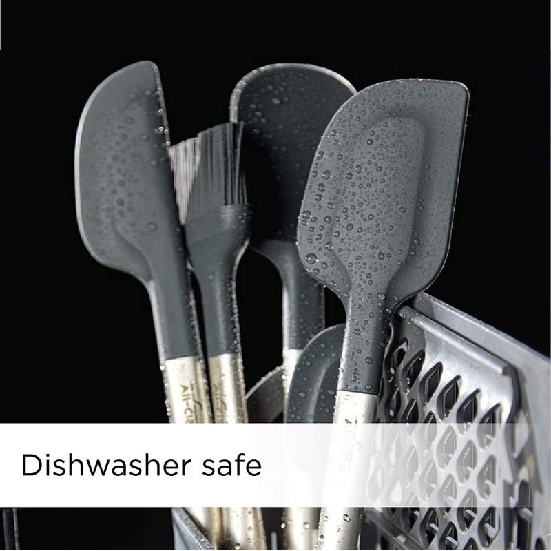 All Clad Silicone Tools 5-Piece Ultimate Set For Cooking, Baking And Serving, Stainless Steel and Black